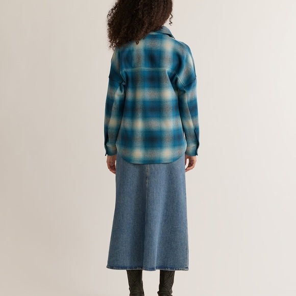 Pendleton Teal and White Plaid Shirt Jacket Shacket - Picture 4 of 10